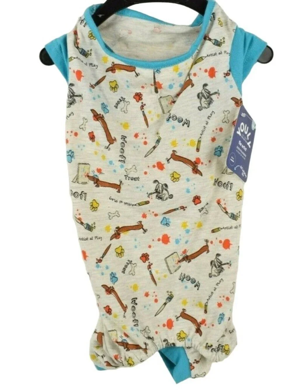 Youly Dog Medium 16 to 18 inches The Artist Blue Pet Pajamas